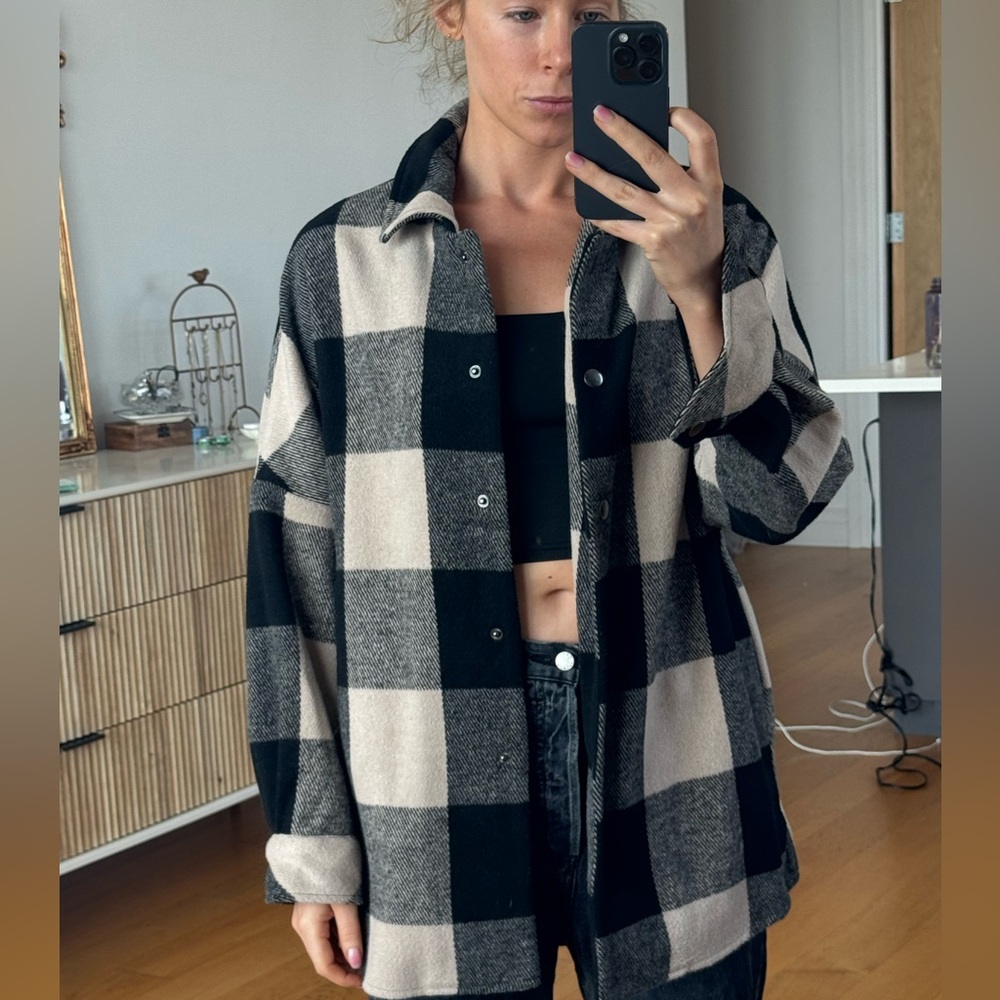 Steve Madden - Black and Cream Plaid Jacket